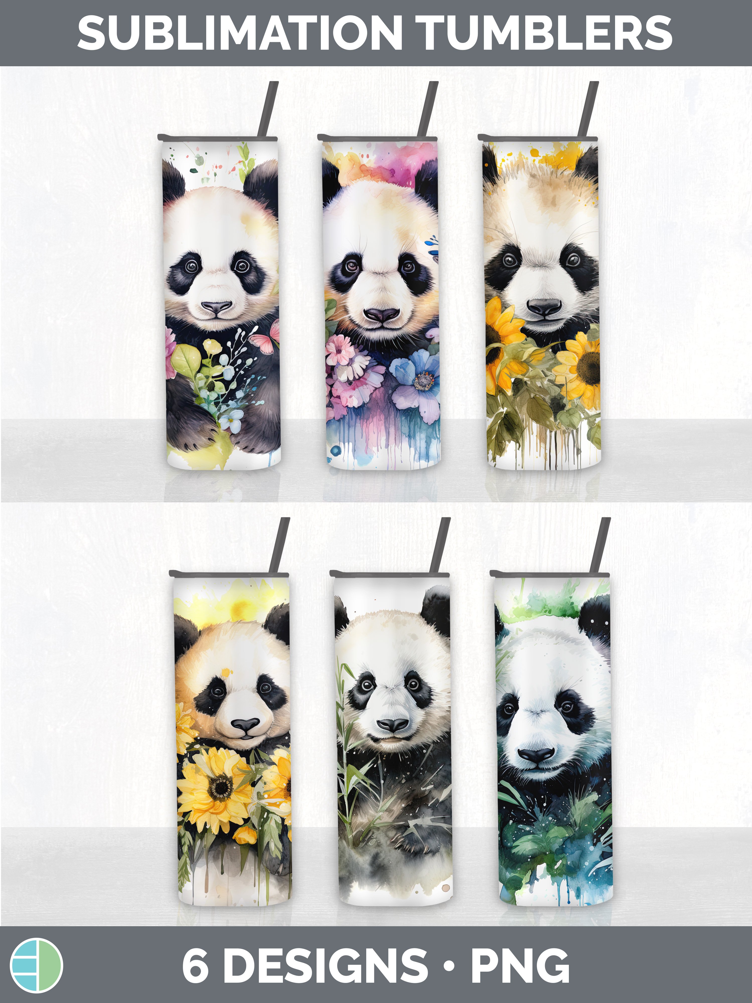Pretty Panda Bear Tumbler | Bundle 20 oz Skinny Tumbler Desi