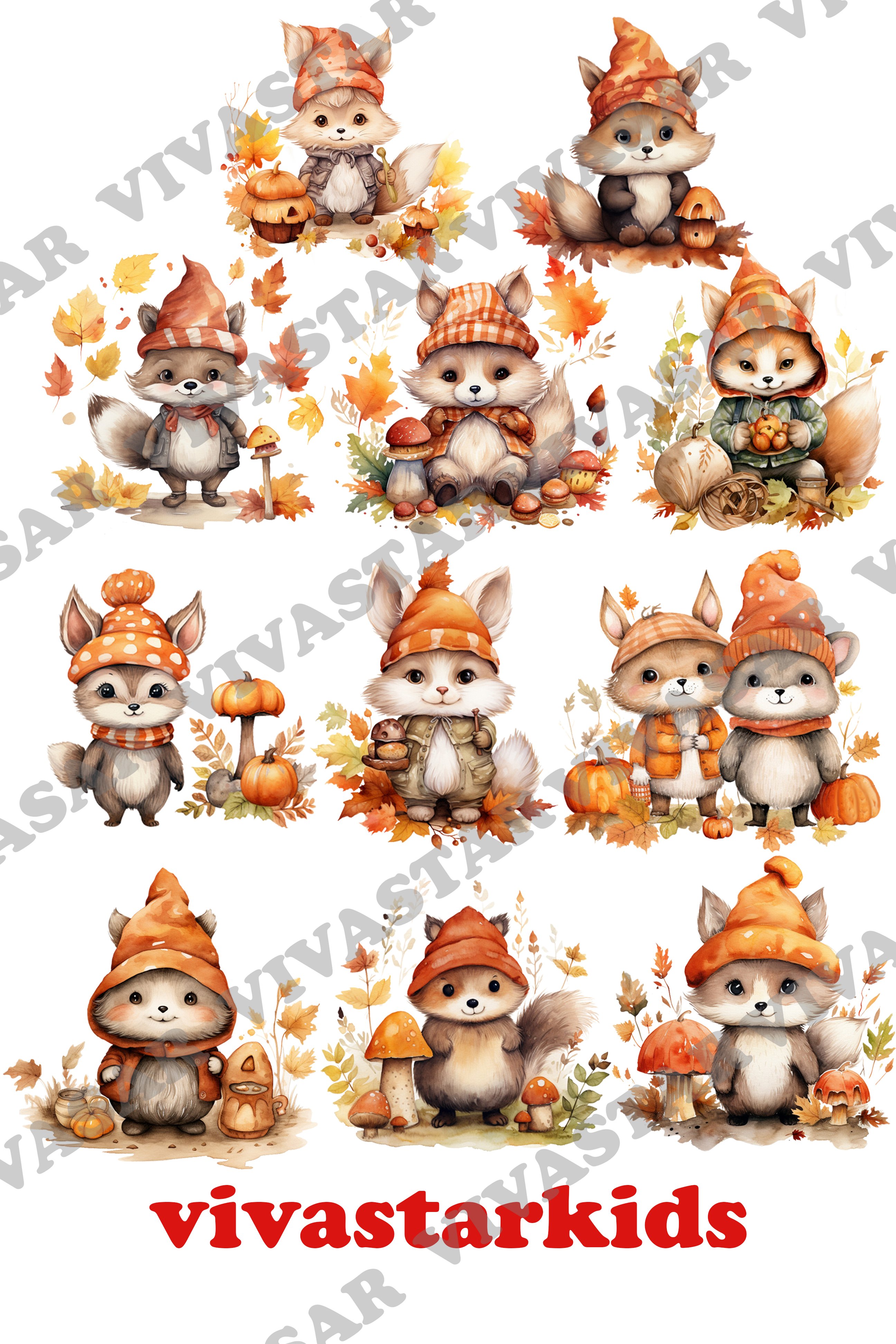 Cute Fox clipart Woodland Animals Cute baby fox Autumn Png