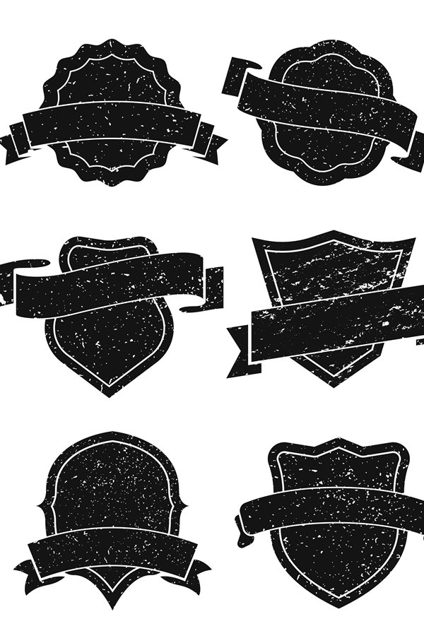 Vintage badge frames. Grunge badges, retro logo emblem frame