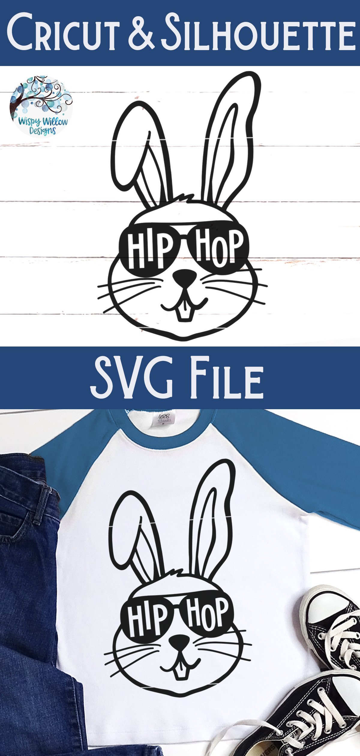 Hip Hop Bunny Rabbit SVG | Cool Easter Bunny with Sunglasses