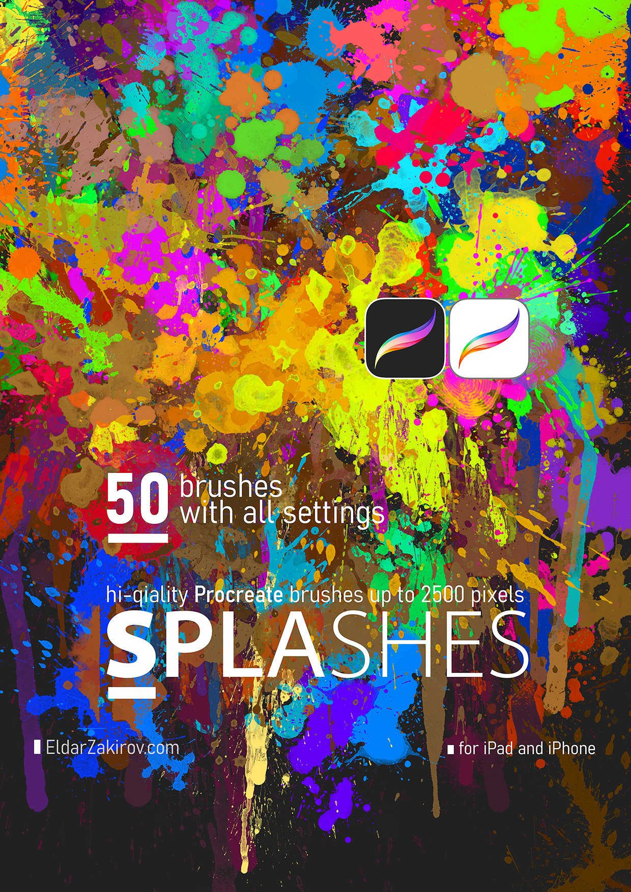 50 High Resolution SPLASHES Brushes for PROCREATE