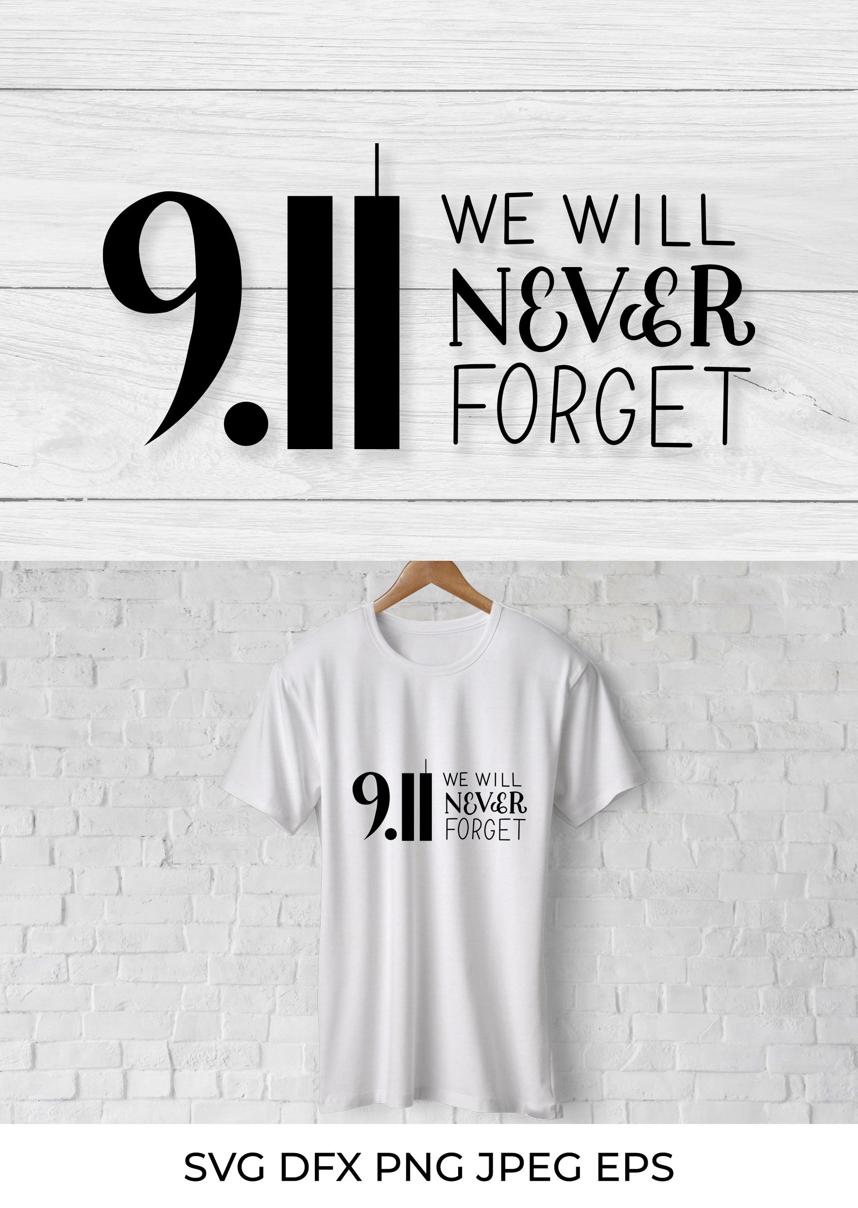 Patriot Day 9-11 SVG. We will never forget hand lettering