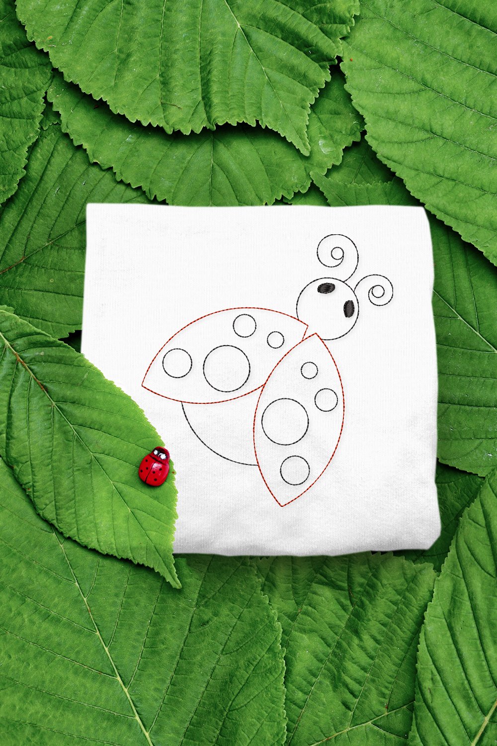 Ladybug Linework Embroidery Design