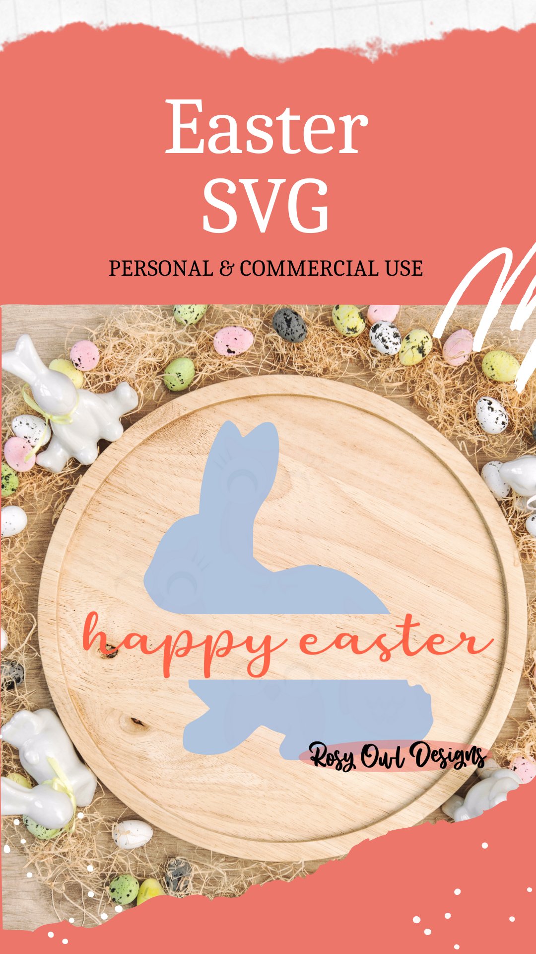 Happy Easter | Split Rabbit SVG | Bunny Silhouette | Spring