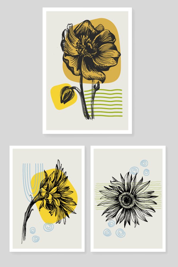 Printable - Sunflowers Set. Printable wall art Sunflower