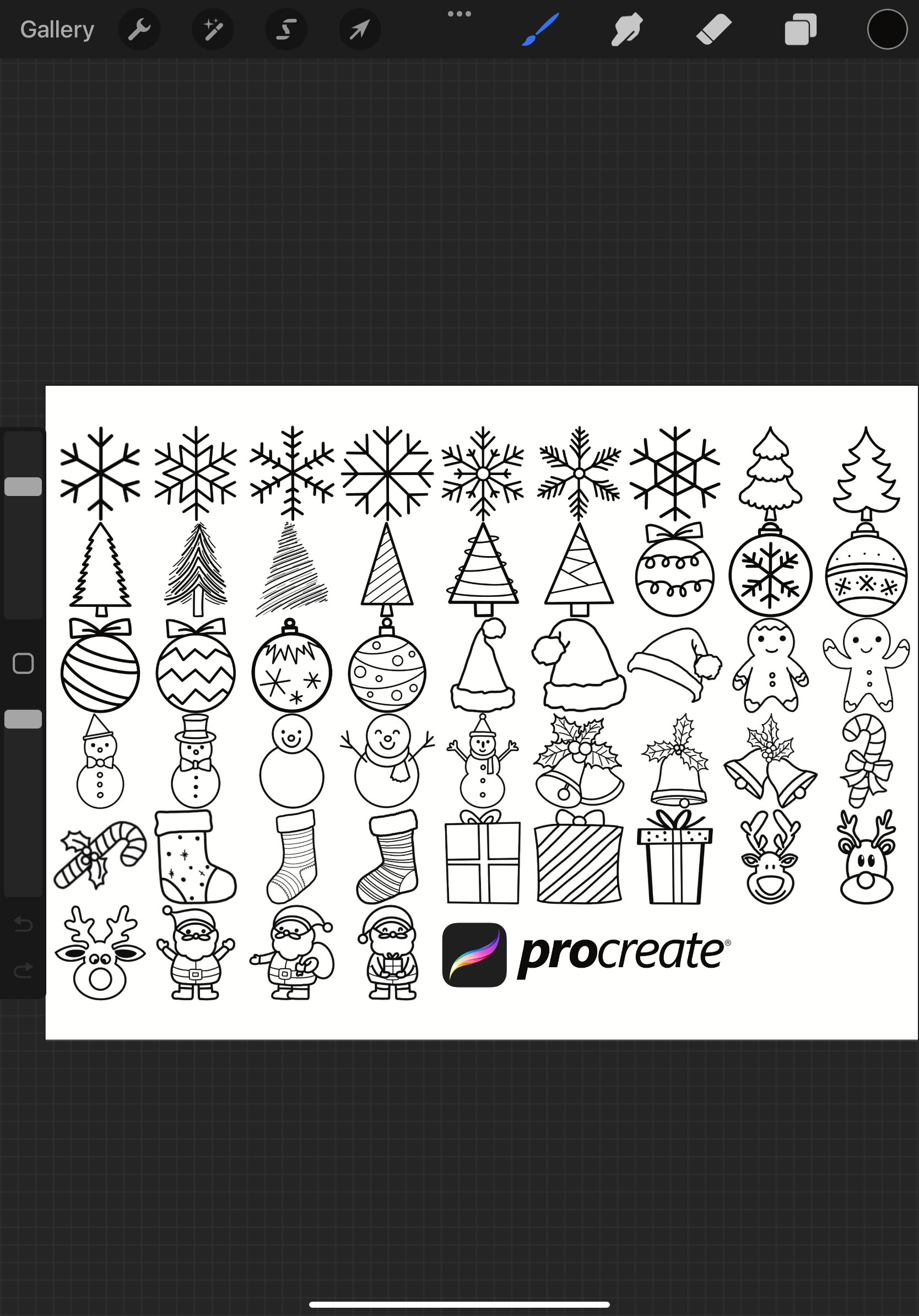 Christmas Winter Elements Procreate Brush Stamps (2230374)
