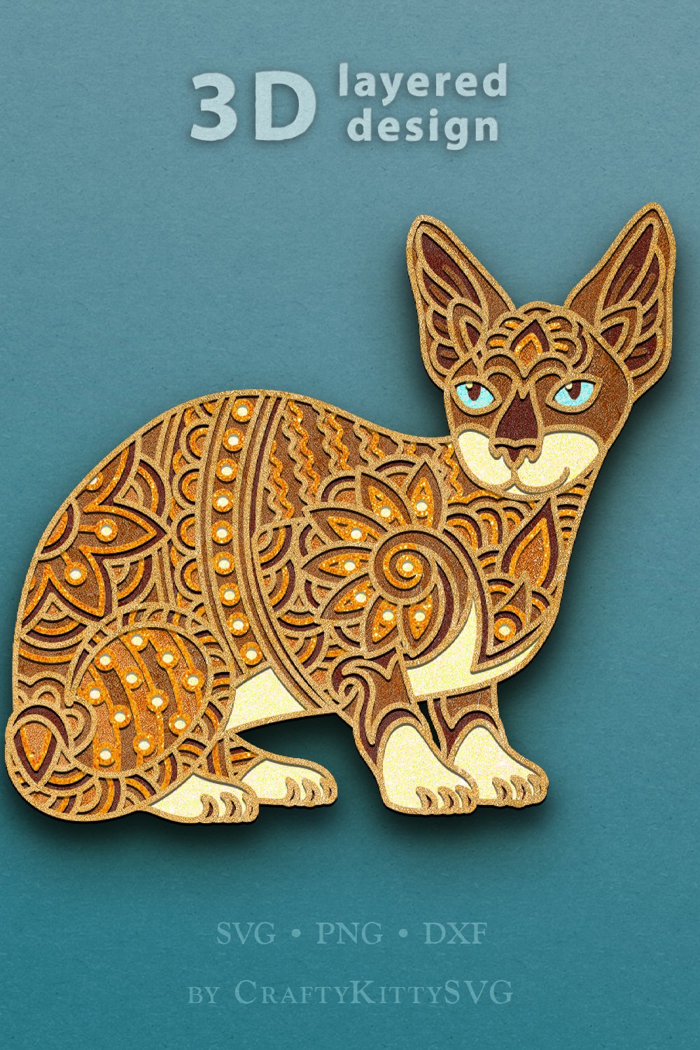 3D Sphynx Cat SVG, 3D layered paper cut, 3D layered Cat SVG
