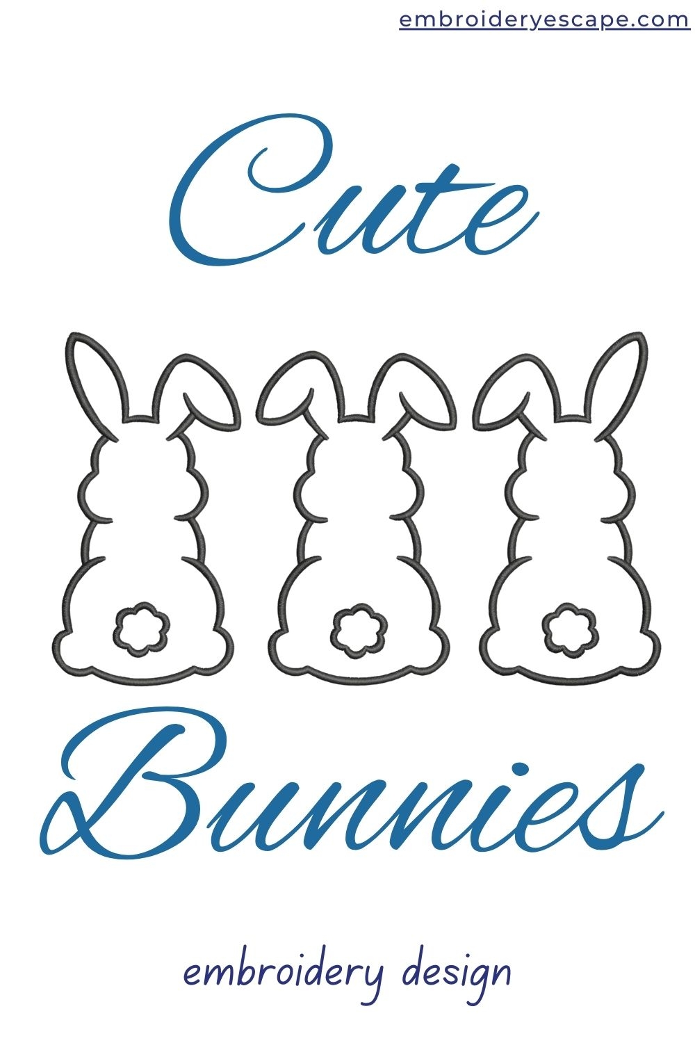 Bunny Outline Embroidery Design 2- Bunnies Embroidery Design