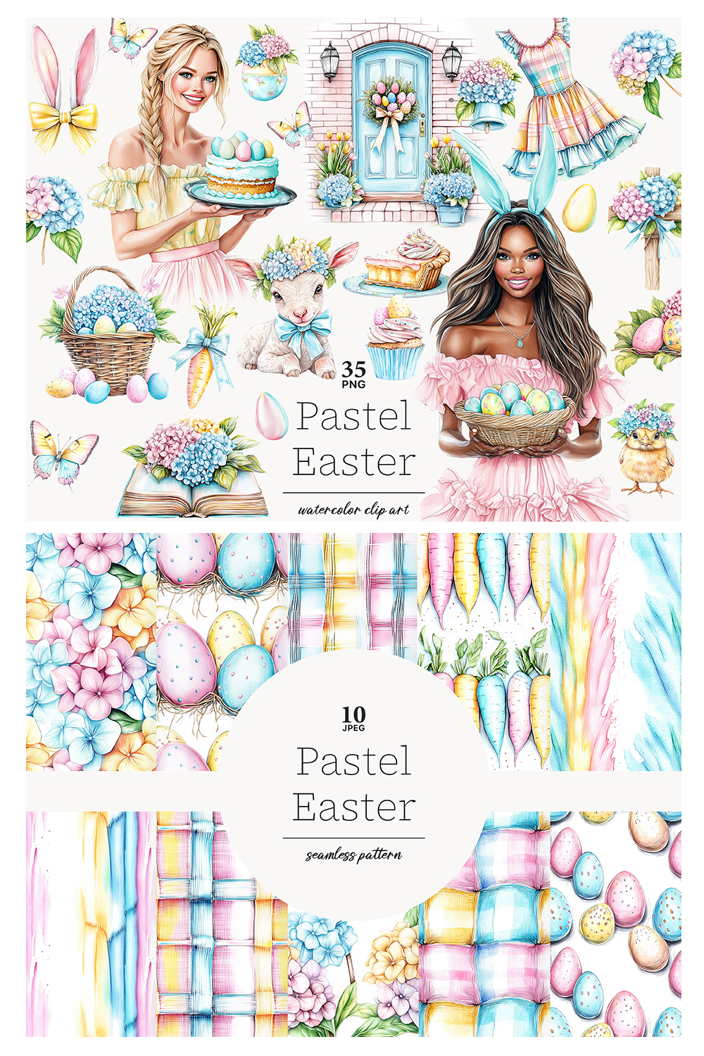 Pastel Easter Clipart Bundle | Spring Cottagecore Graphics