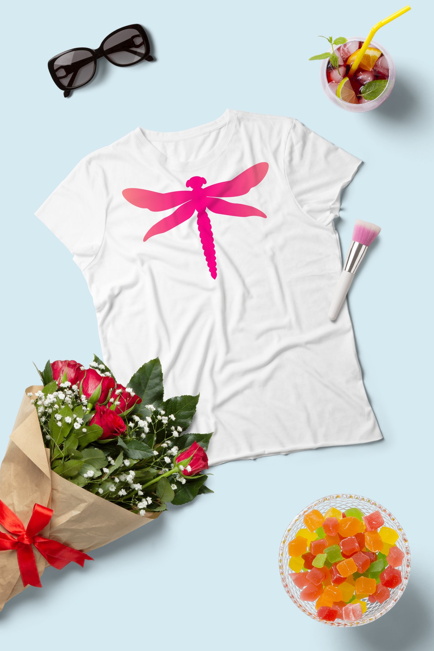 Dragonflies Sublimation. Pink Dragonfly Sublimation Design