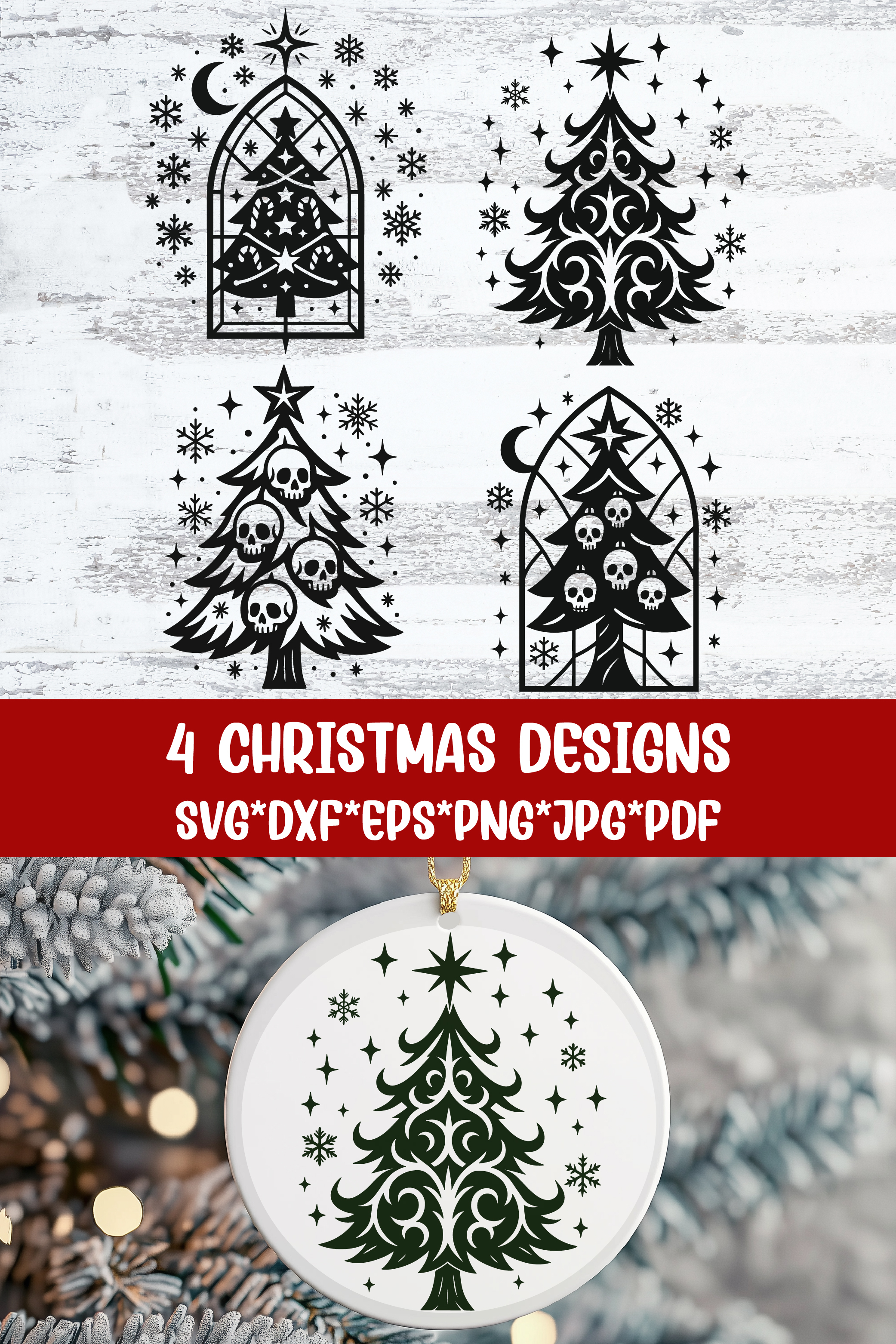 Gothic Christmas Tree SVG | Ornamental Tree & Stained Glass