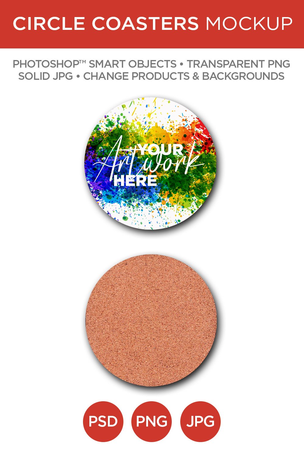 Circle Coaster Mockup & Template