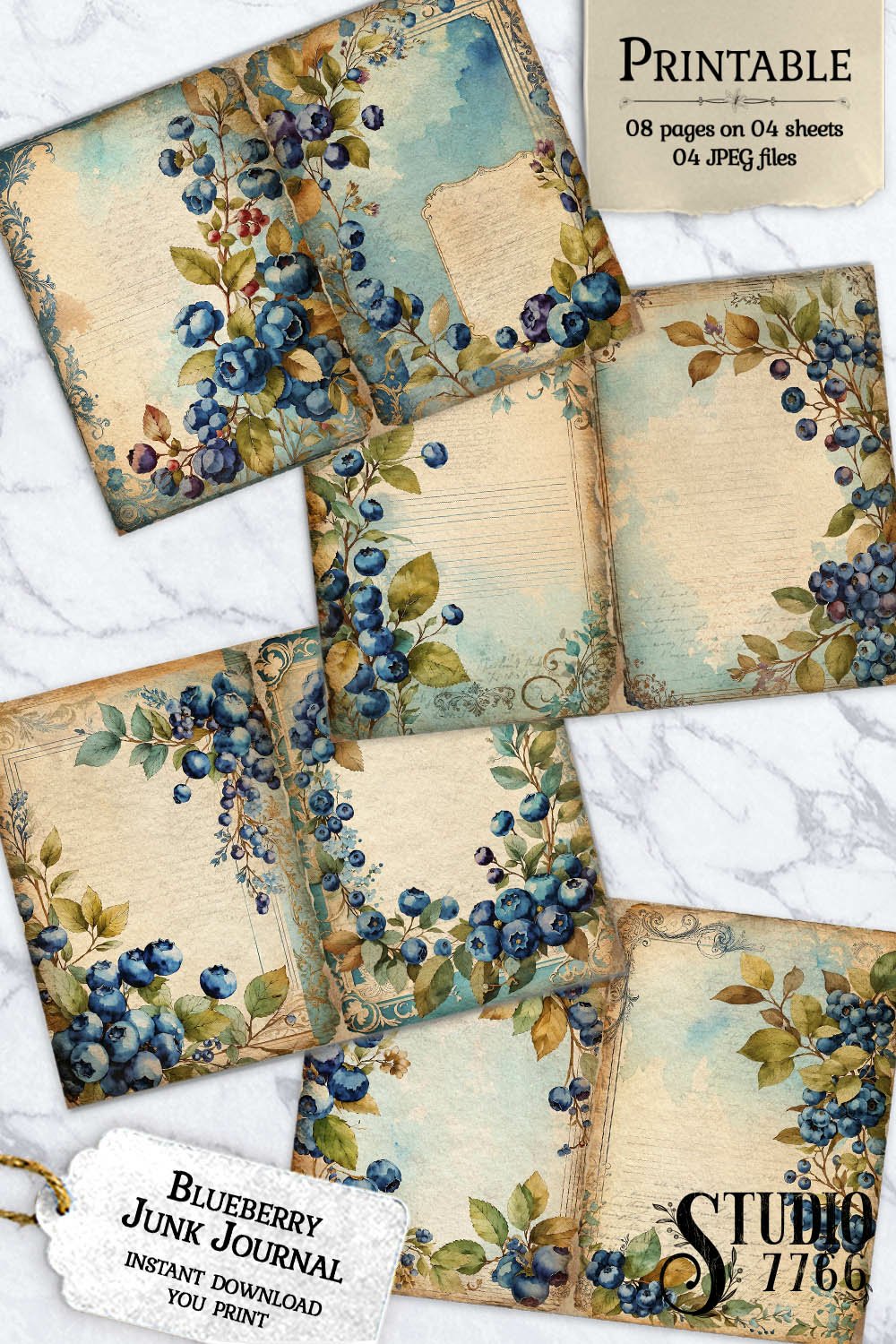 Blueberry Junk Journal Pages (3331851)