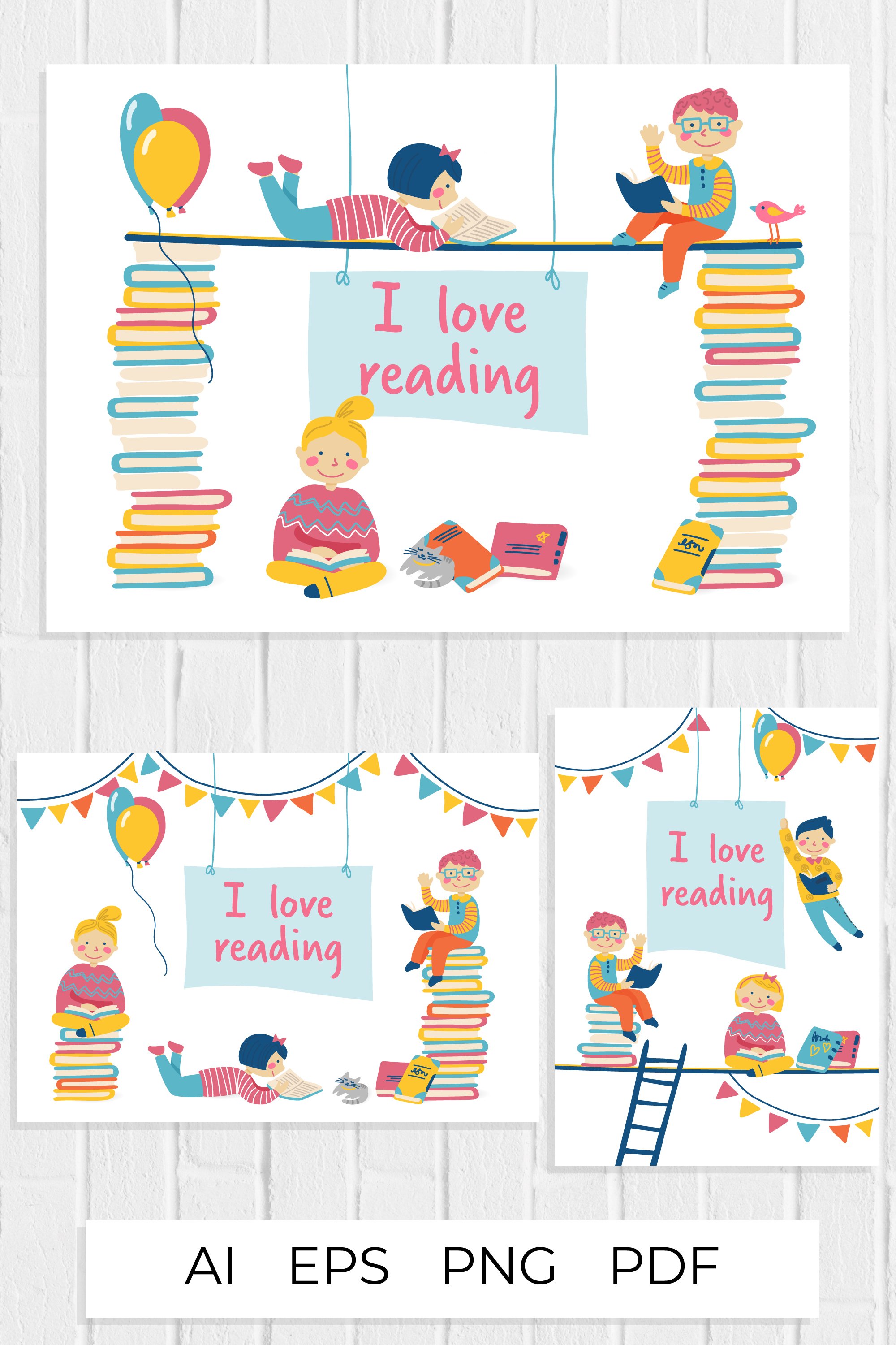 Kids reading. Children reading book Bundle