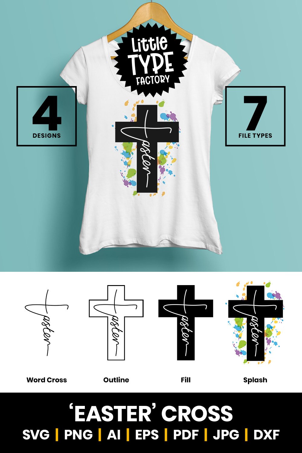 EASTER CROSS SVG - Handwritten Religious SVG Easter PNG