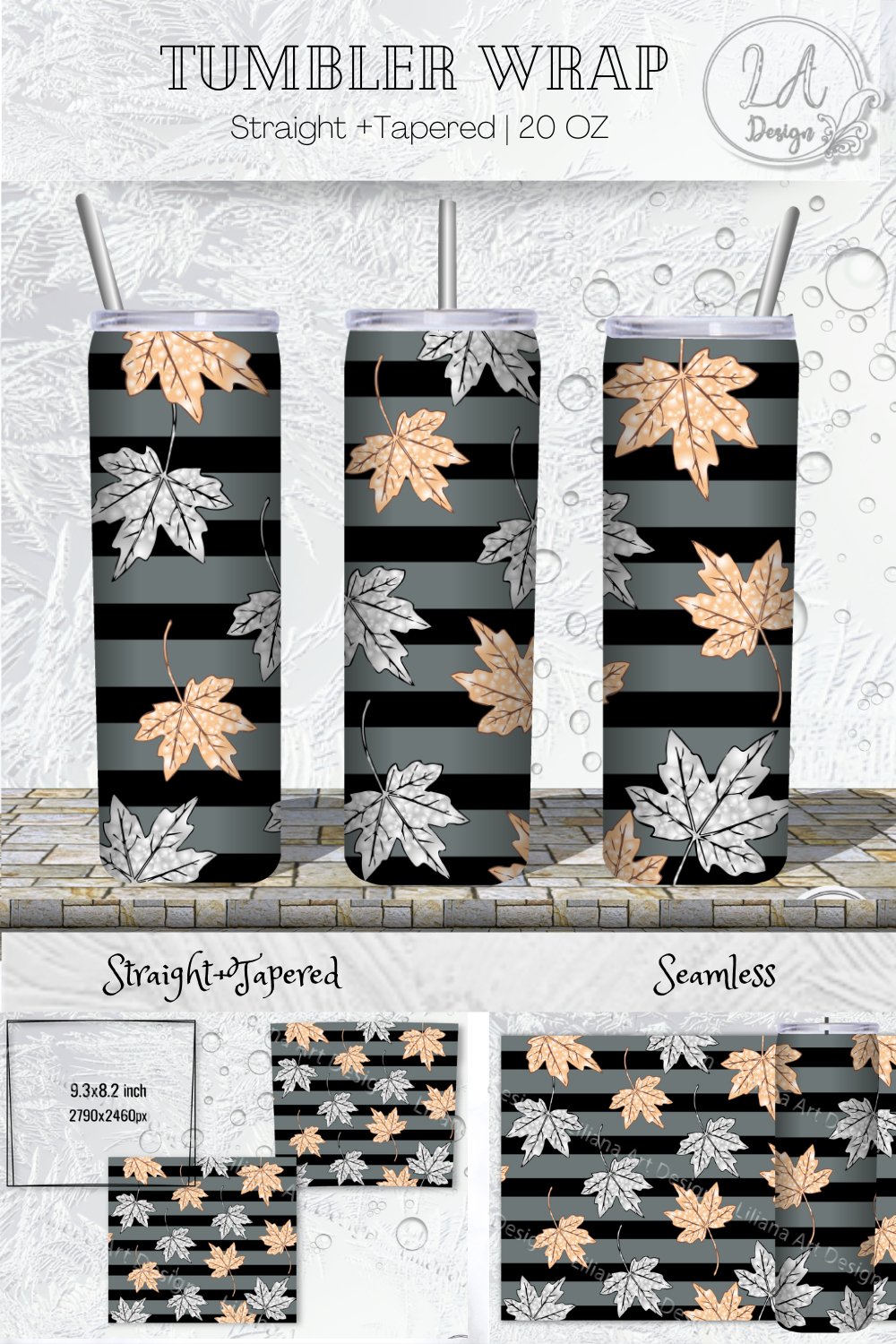 Fall Leaves Tumbler Wrap | Autumn Leaf 20 Oz Skinny Tumbler