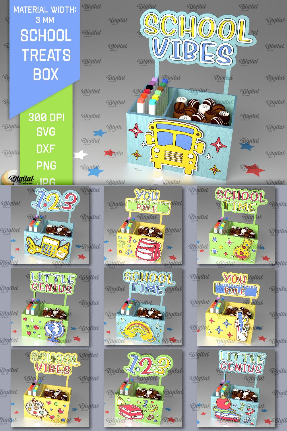 Scool Box Svg School Treats Boxes SVG Bundle. School Gift Boxes Laser Cut