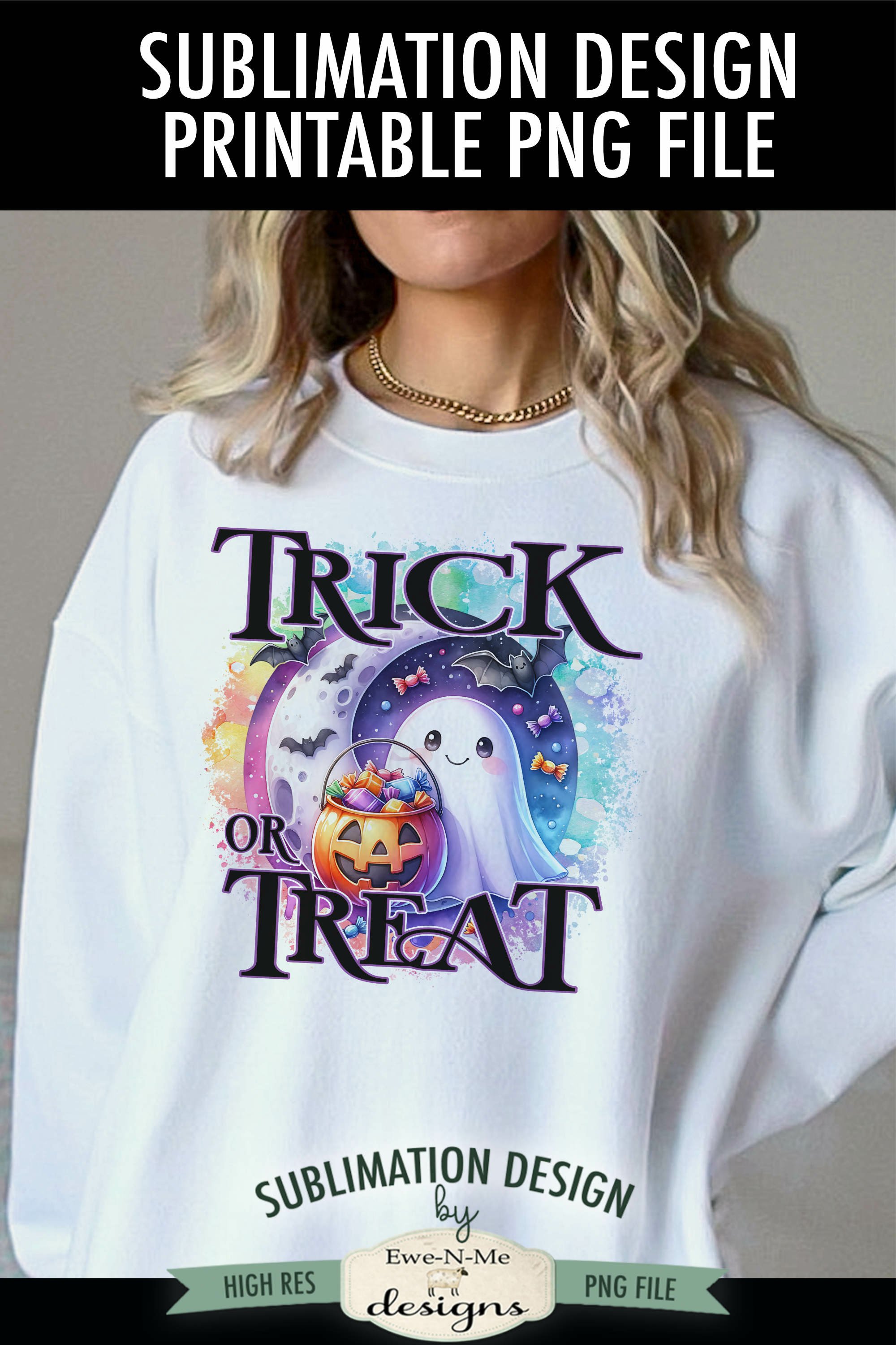 Trick or Treat Cute Ghost PNG Design | Great For Sublimation