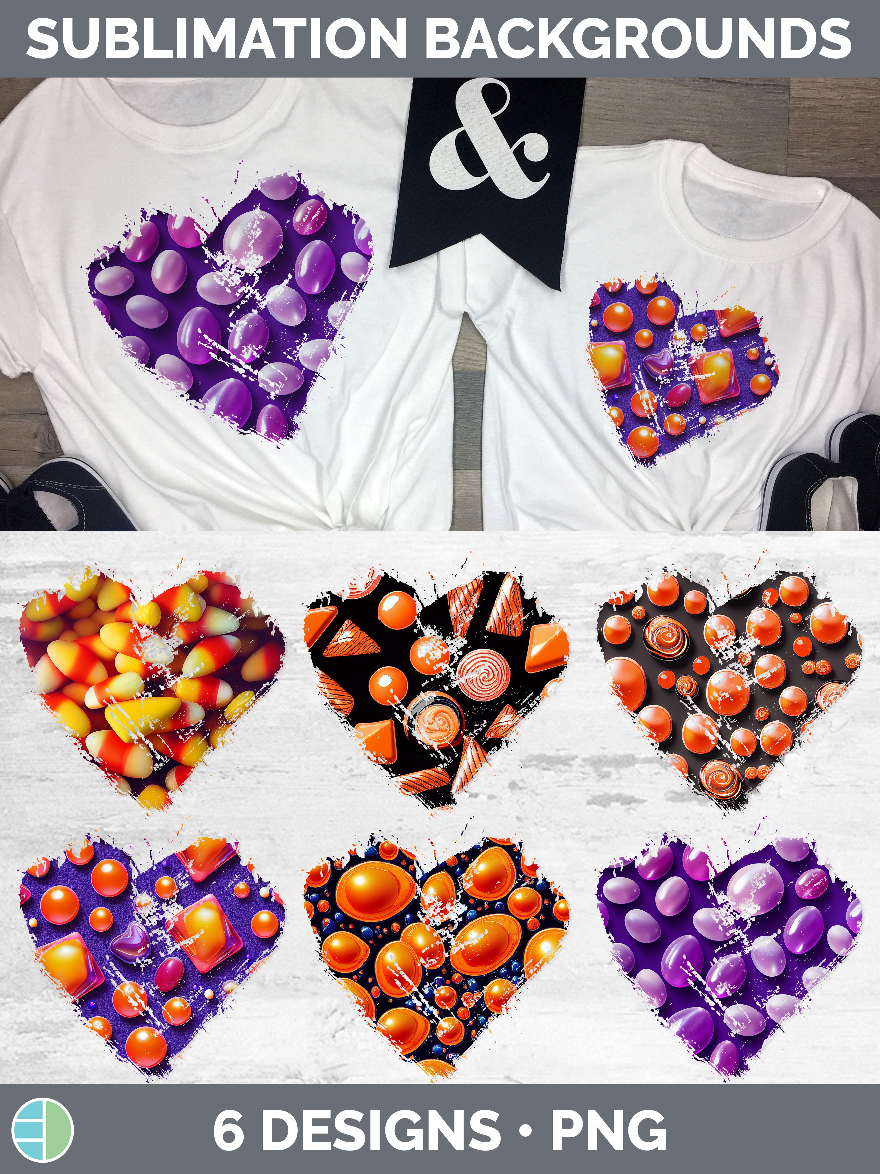Halloween Candy Heart Distressed Clipart Sublimation Desig
