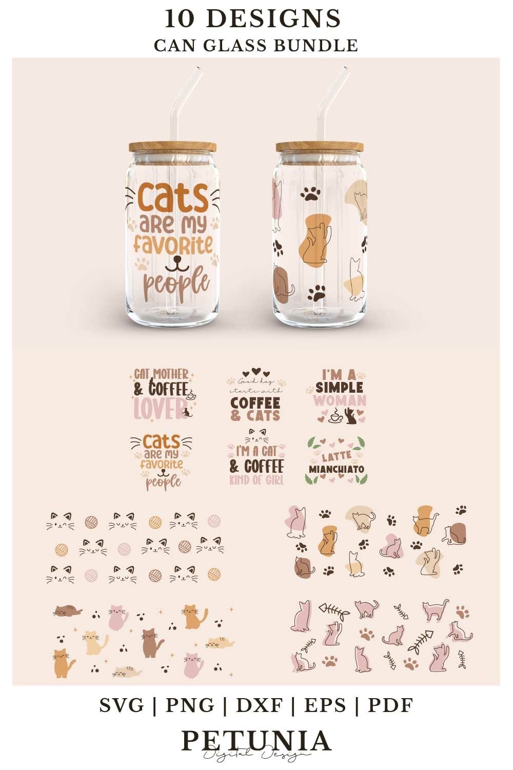 Cat Can Glass SVG Bundle | Cat Lover SVG Bundle