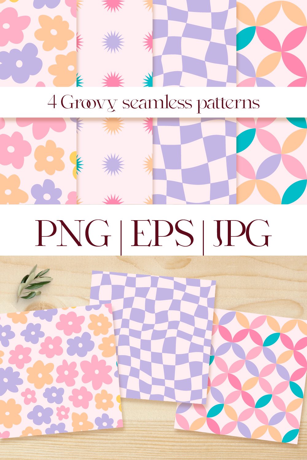 Pattern Paper Groovy Lilac Groovy Digital Paper Bundle, Groovy Seamless Patterns
