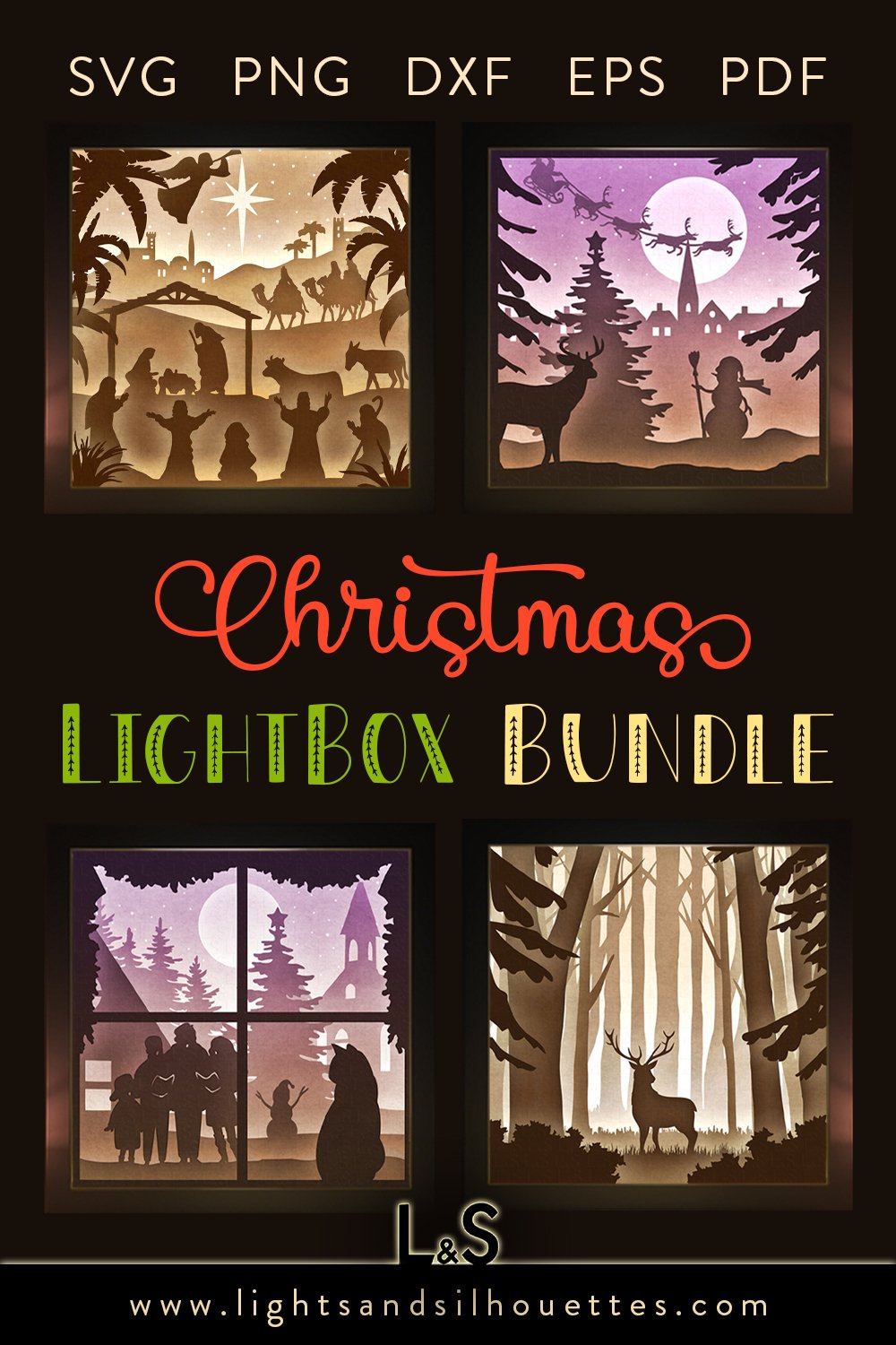 Christmas Light Box SVG Shadow Box Bundle