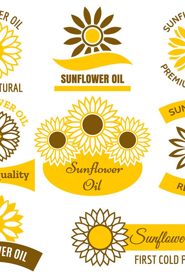 Sunflower oil logo set