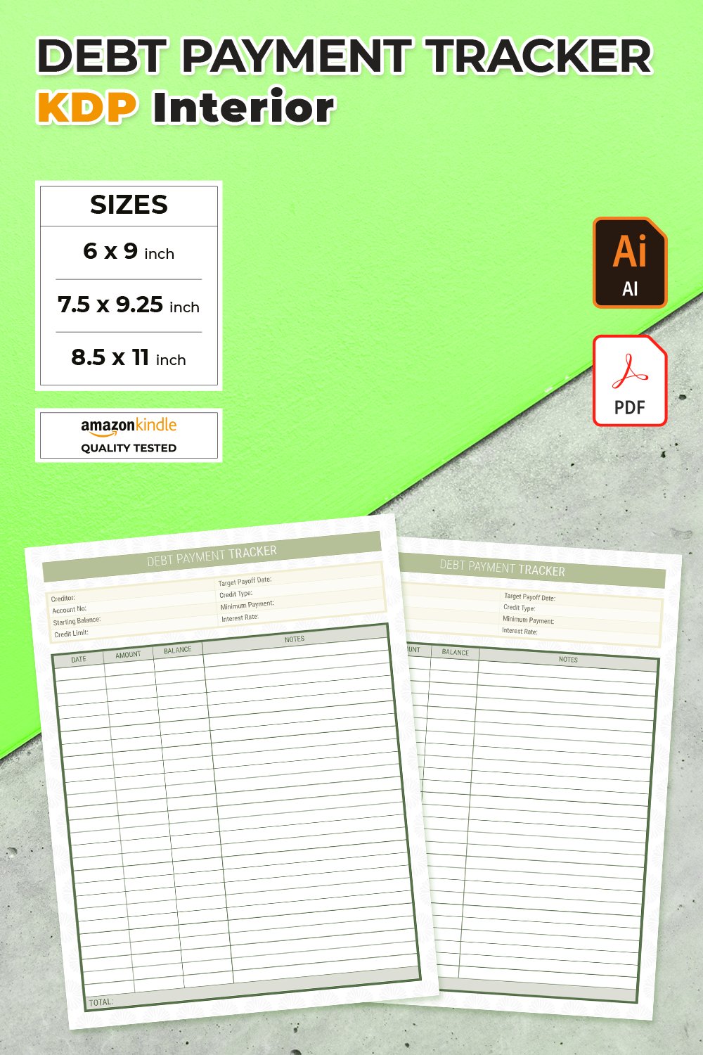 Debt Payment Tracker KDP Interior Template