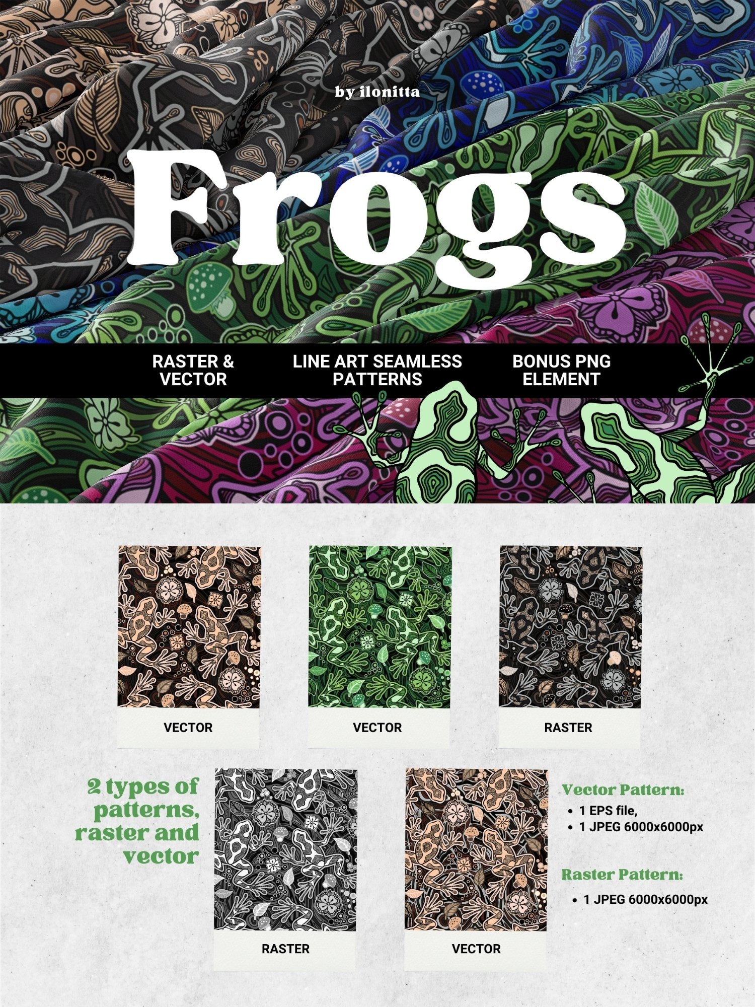 Magic Frogs Line Art Patterns