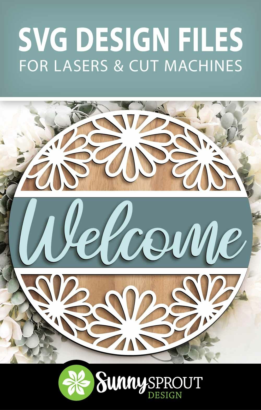 Welcome Daisy Flower Pattern Sign - SVG Laser Cut (5210022)