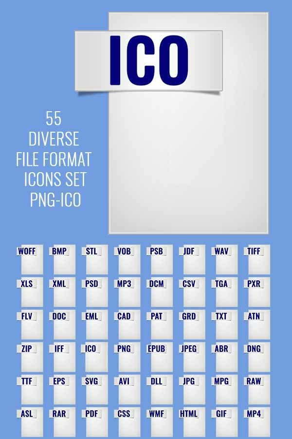 55 Diverse File Format Icons Set