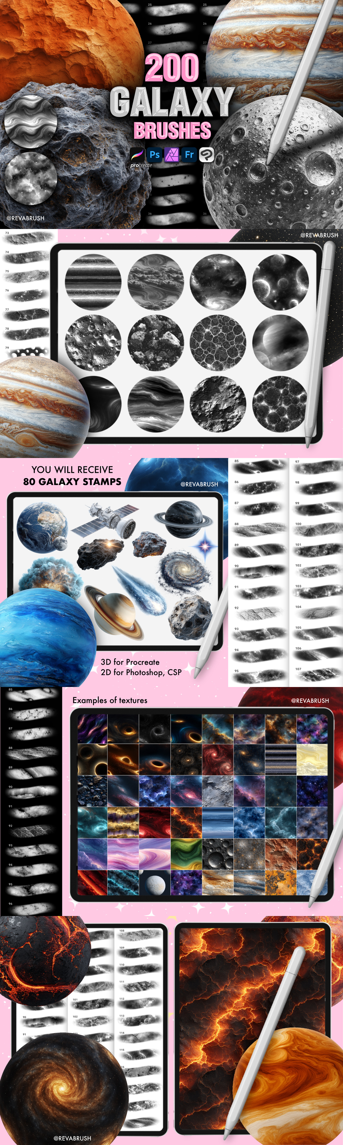200 Galaxy Brushes for Procreate – Space, Nebula, Stars