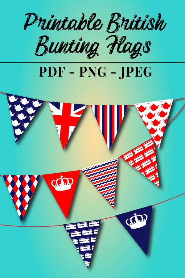 Printable British Themed Queens Jubilee Bunting Flags