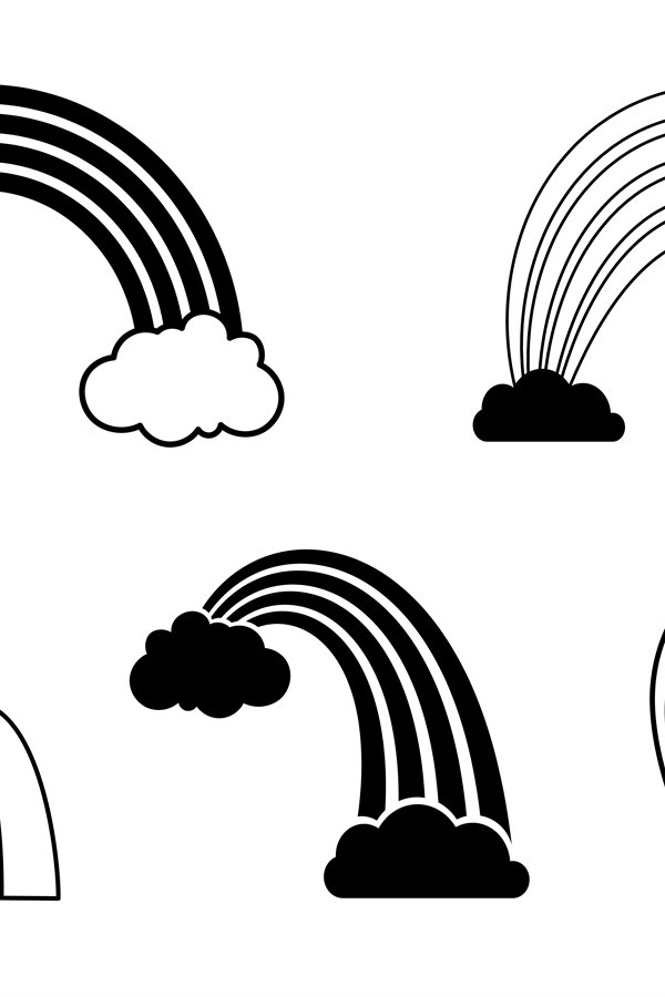 Black white rainbow set for coloring template