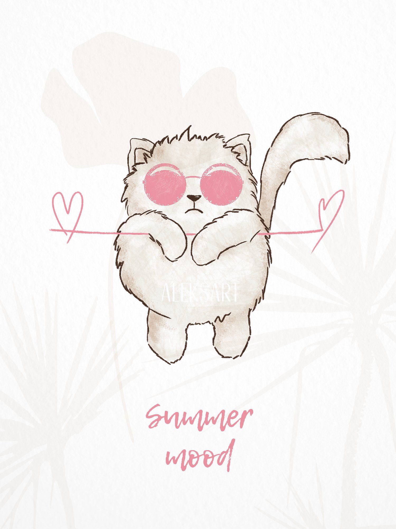 Cute cat in sunglasses illustration