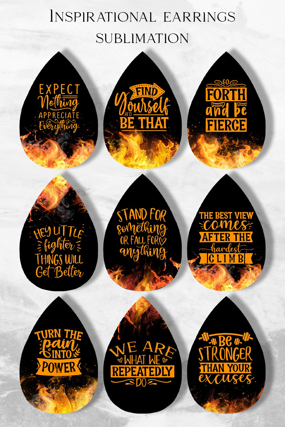 Inspirational quote earring sublimation PNG Bundle Teardrop