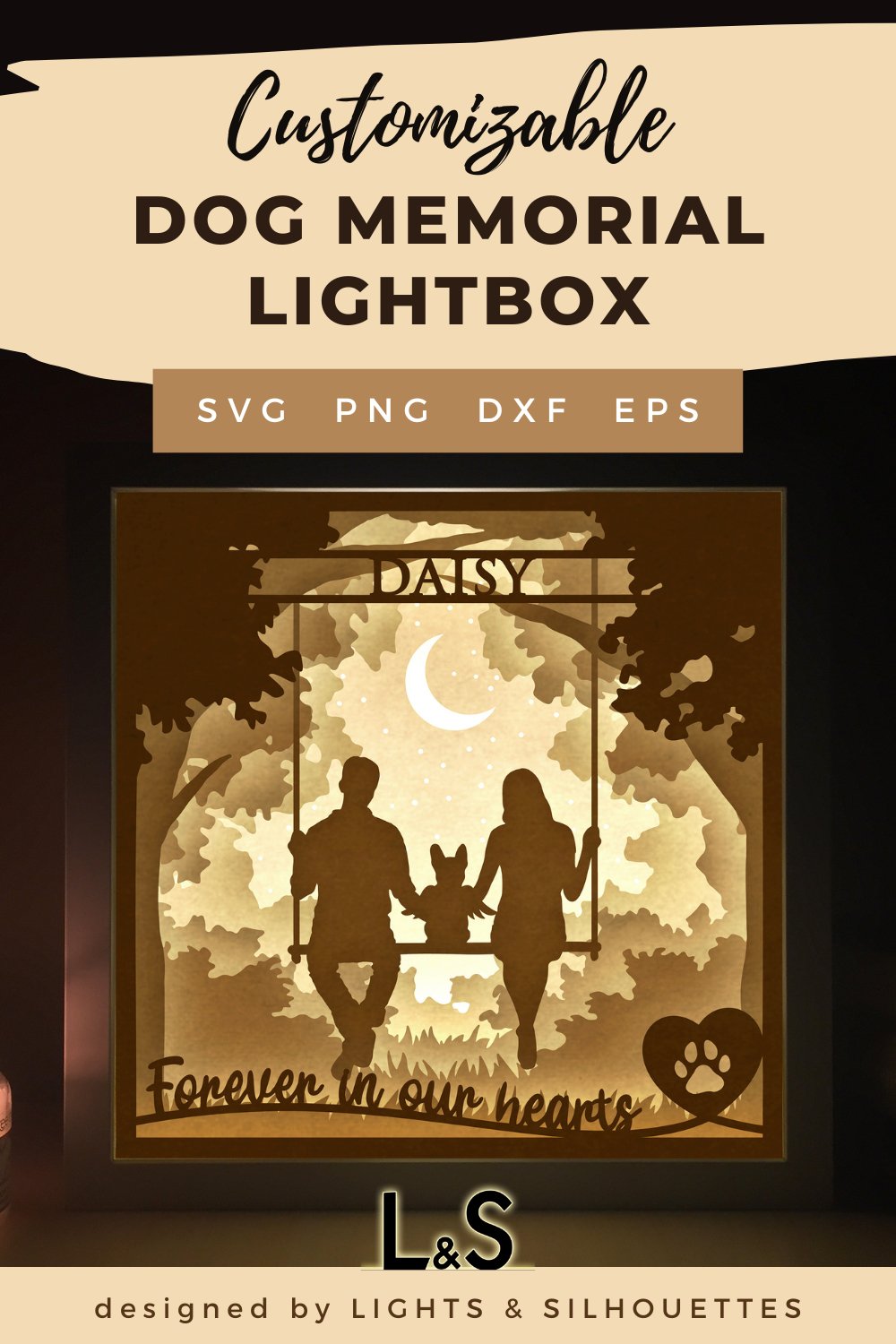Personalized Dog Memorial Shadow Box Lightbox Svg