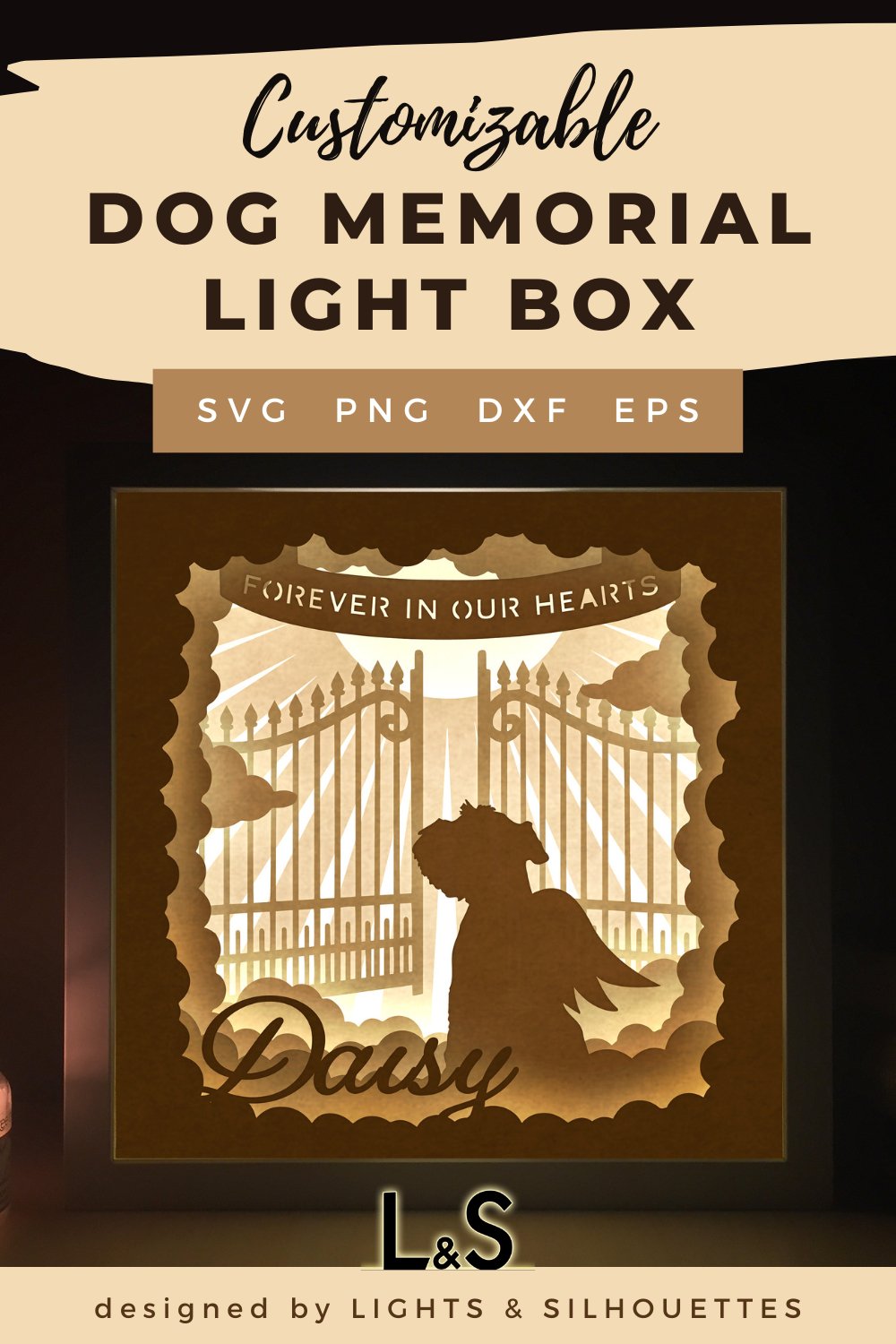 Customizable Dog Memorial Shadow Box Svg