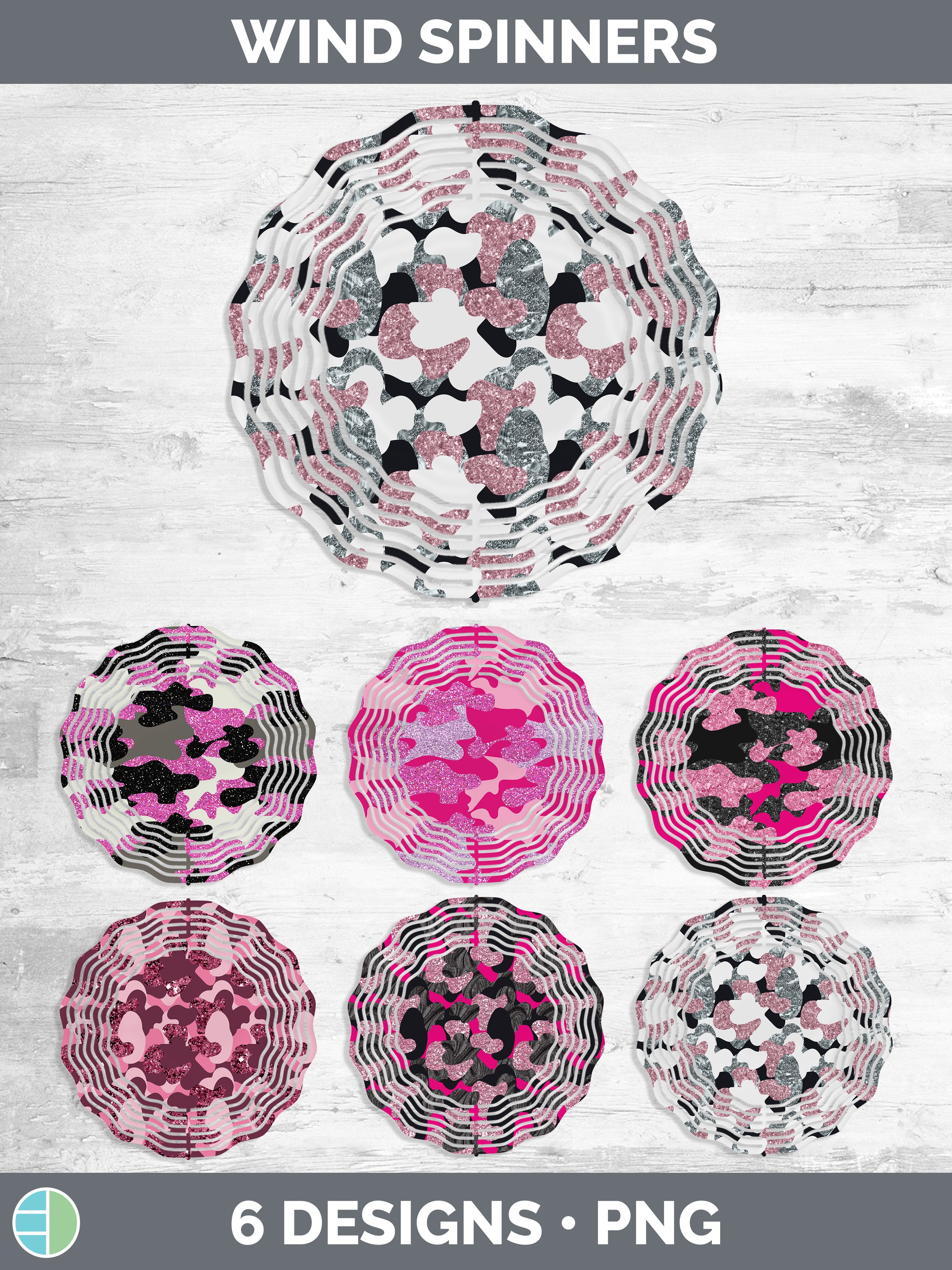 Pink Camo Wind Spinner | Sublimation Designs Bundle