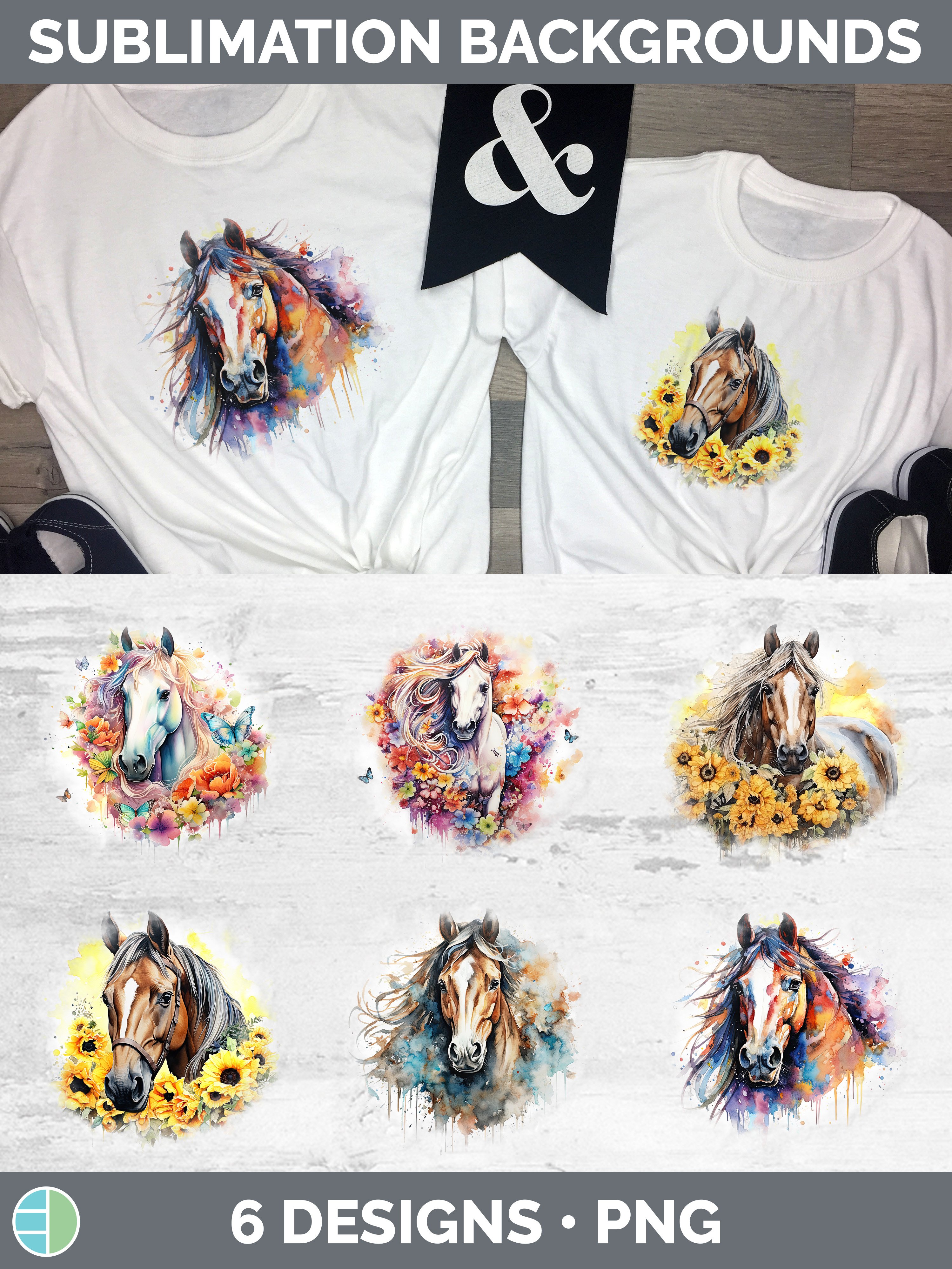 Pretty Horse Grunge Background | Bundle Distressed Backsplas
