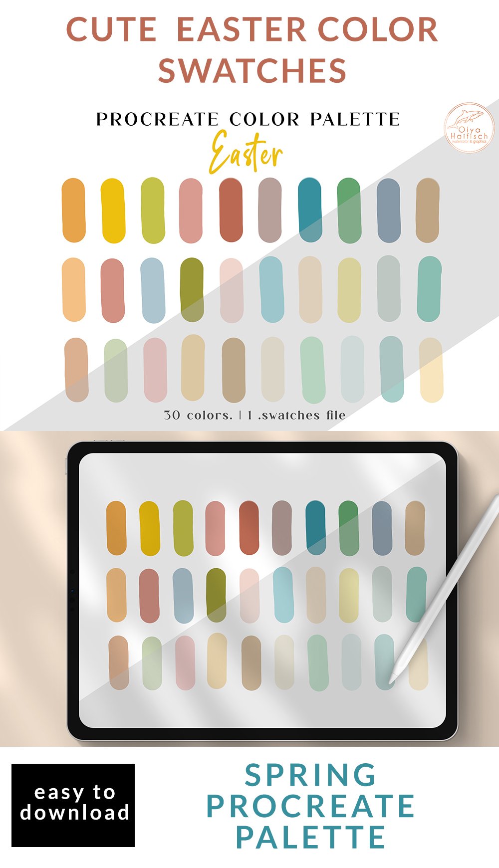 Pro Create Spring Color Palette Spring Procreate Color Palette. Easter Color Swatches
