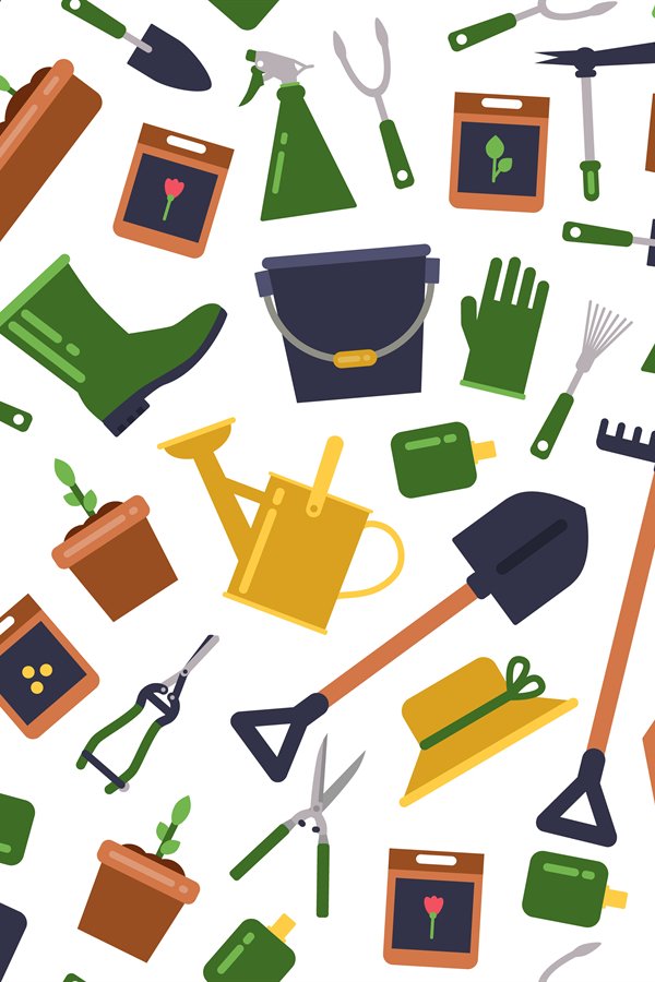 Vector flat gardening icons pattern background illustration