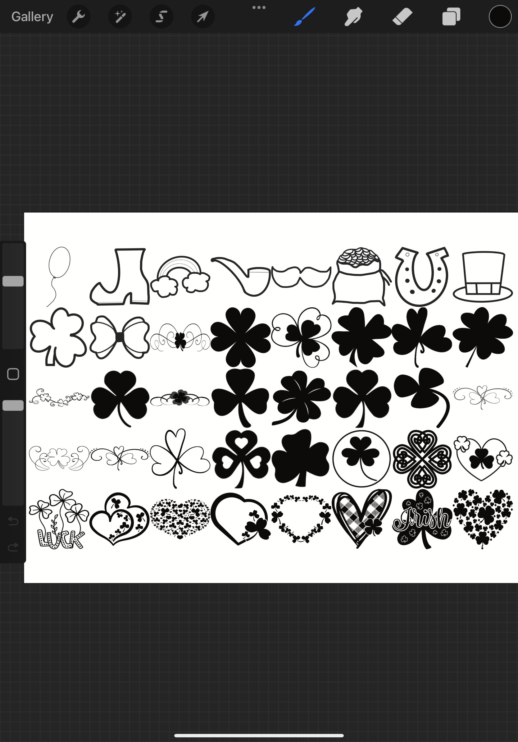 St Patricks Set 1 Procreate Brush Stamps, 40 Irish Stamps