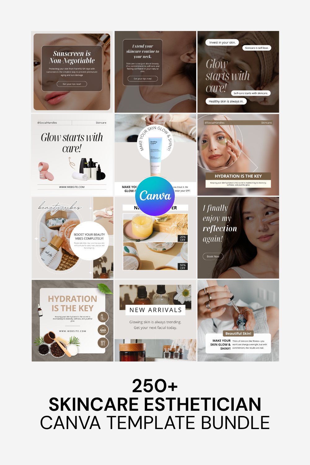 Esthetician Skincare Canva Social Media Template Bundle