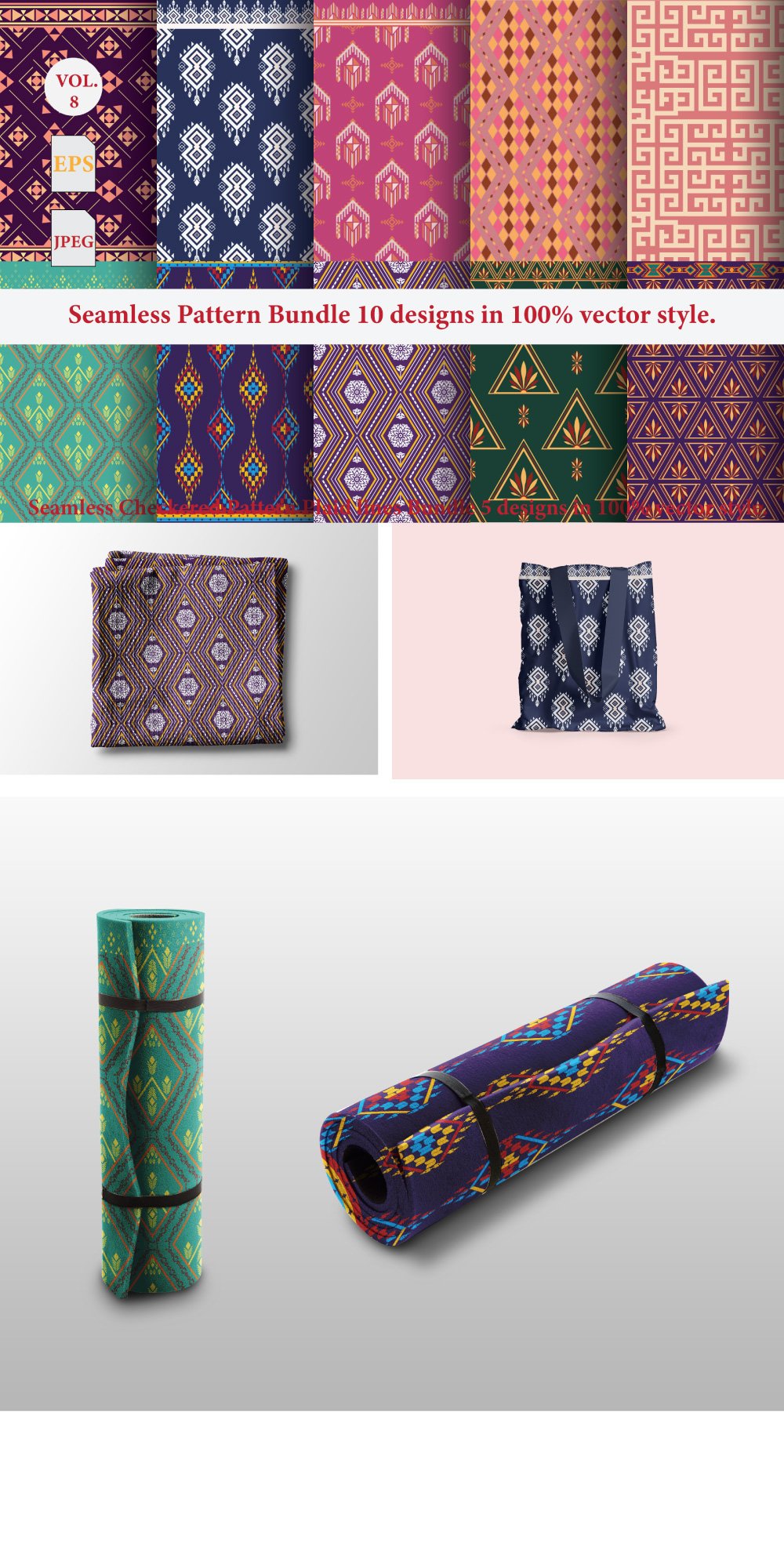 Seamless pattern in ethnic style vector Bundle 10 (2198098)