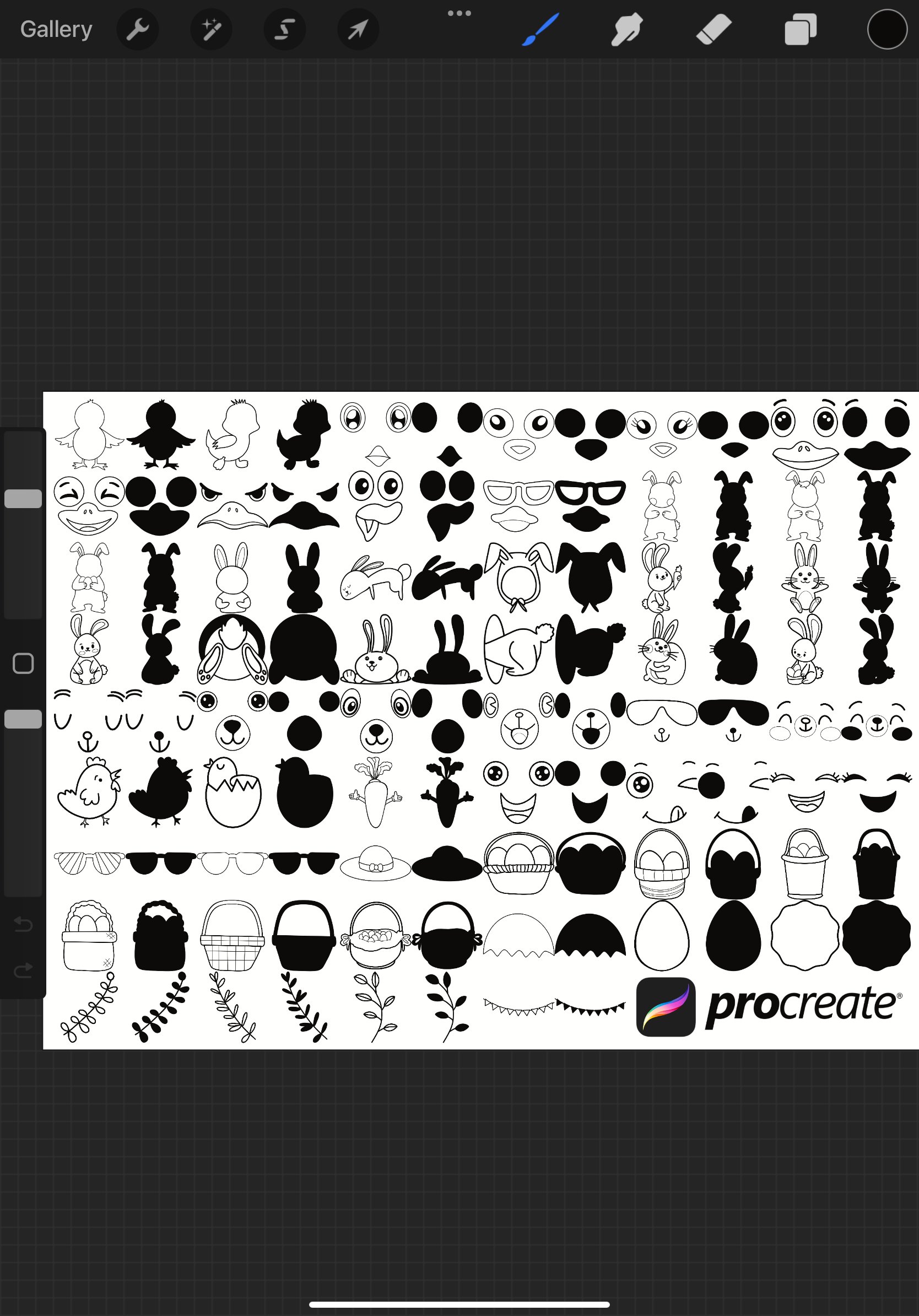 Easter Icons Outlines & Silhouettes Set 1 Procreate Brush