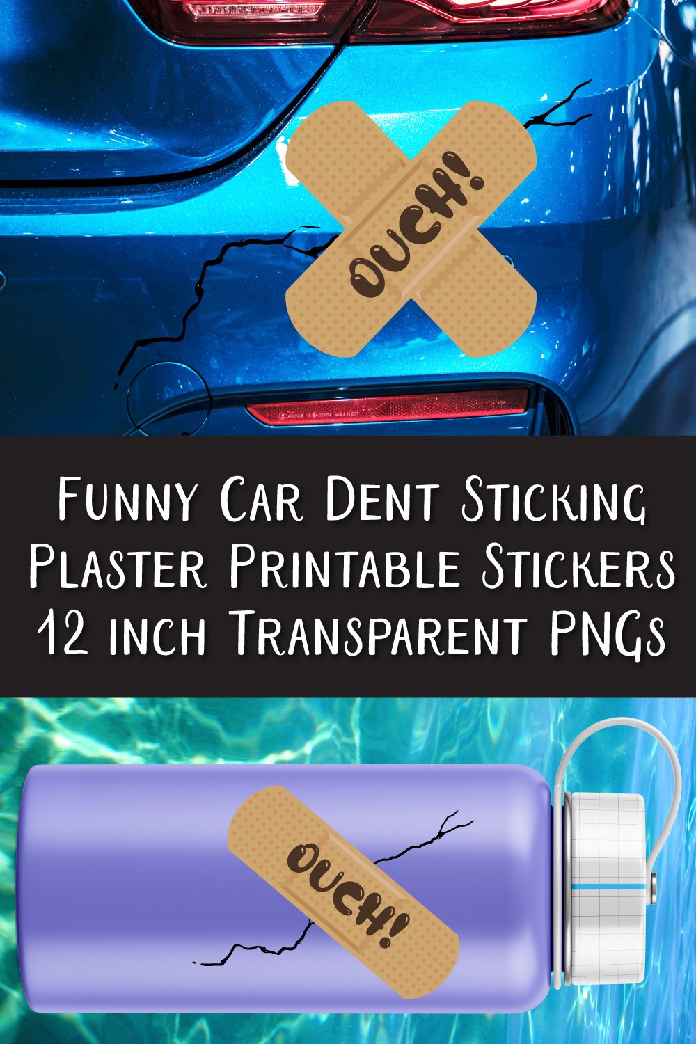 Car Dent Sticker Funny Sticking Plaster Car Stickers PNG