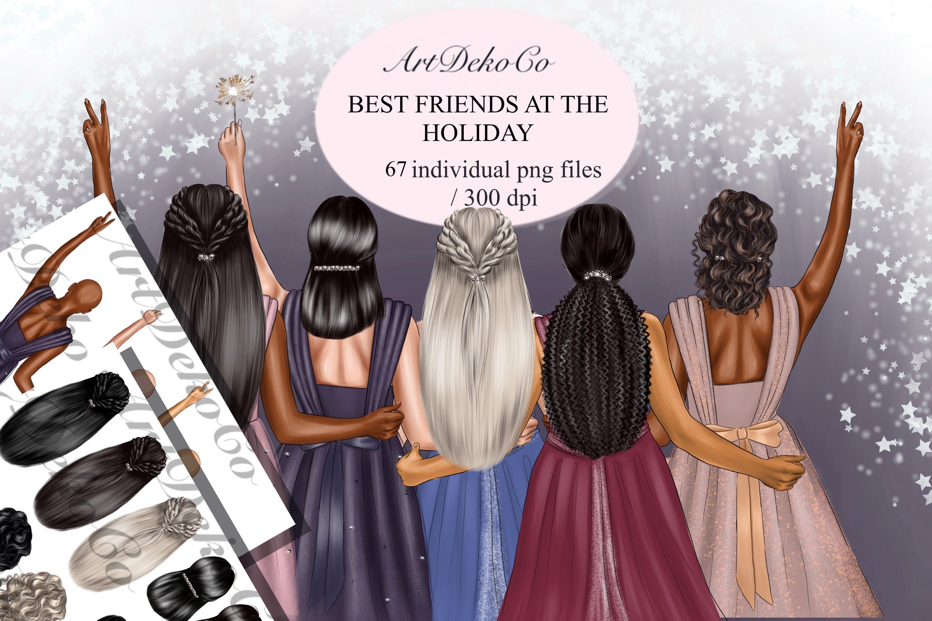Customizable Christmas best friends clipart