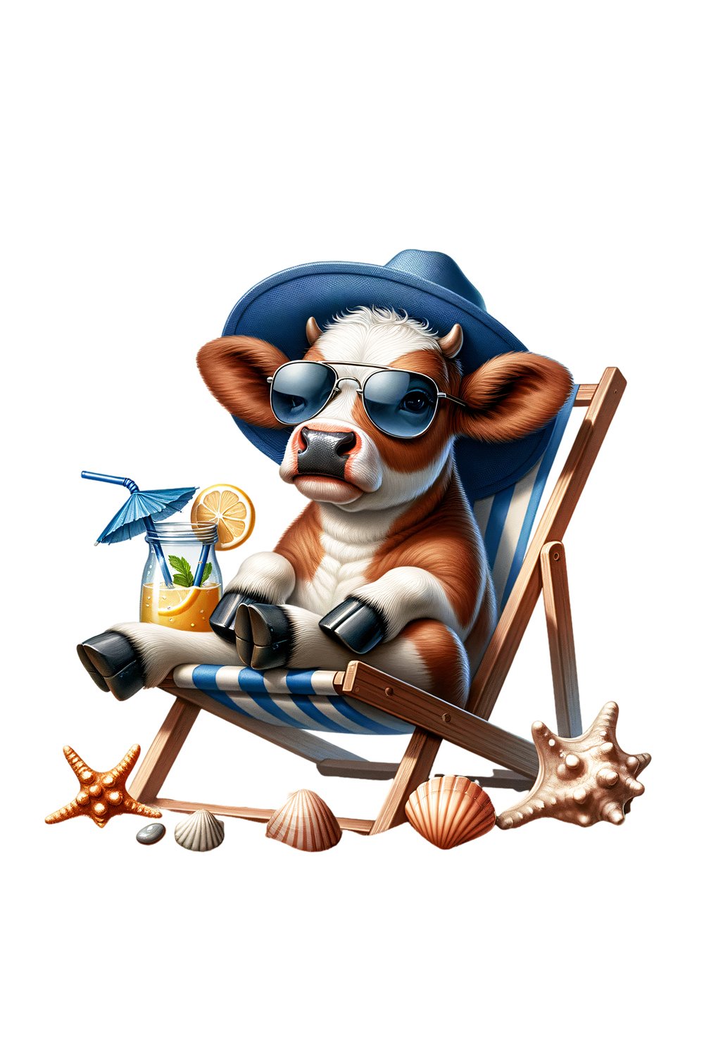 Beach Cow Pattern Background Cow Relaxing on the Beach Summer Clipart Sublimation