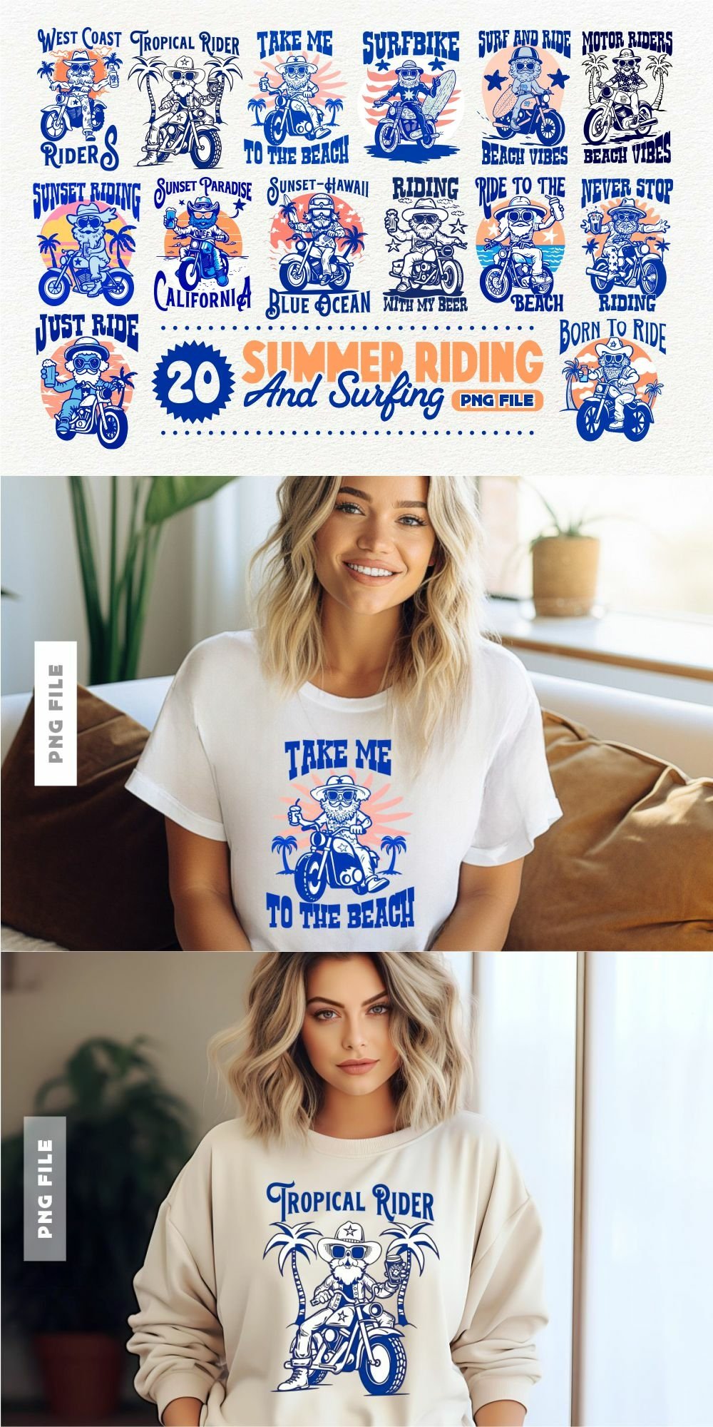 Summer Surfing & Riding Designs Bundle